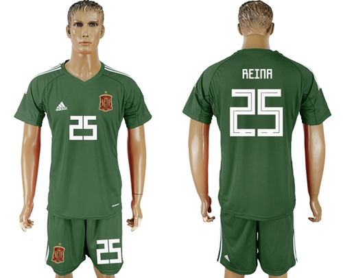 Spain #25 Reina Green Goalkeeper Soccer Country Jersey